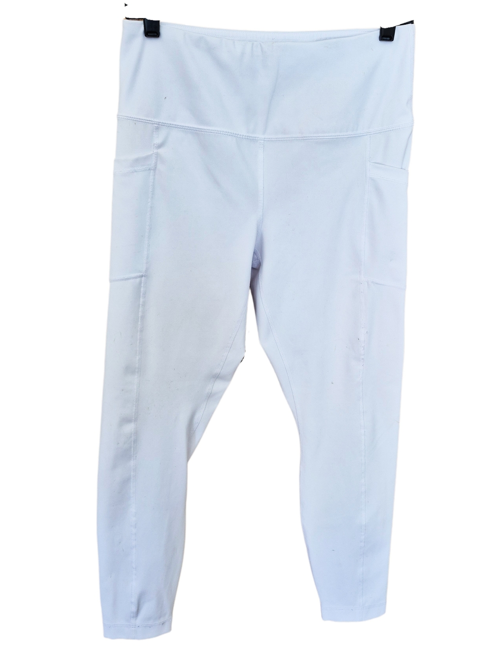 90 Degree By Reflex White High Rise Capri Leggings Size Large Side Pocket Active